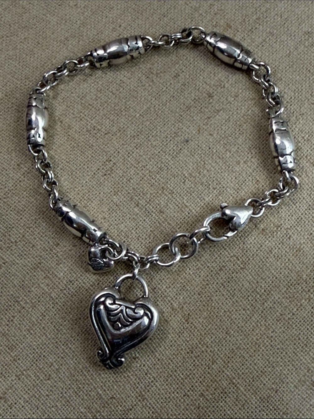 Brighton Silver Heart Charm Bracelet